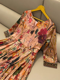 Elegant Floral Silk Blend Anarkali Gown