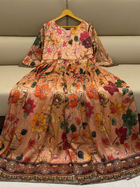 Elegant Floral Silk Blend Anarkali Gown