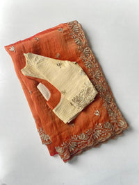 Pure Zari Tissue Saree with Handwork & Scallop Border