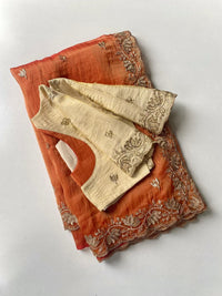 Pure Zari Tissue Saree with Handwork & Scallop Border