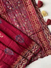 Pure Zari Tissue Saree with Handwork & Scallop Border