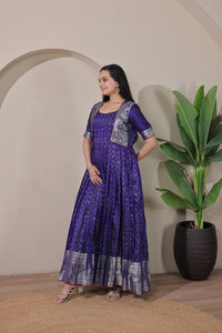 Elegant Purple Soft Silk Anarkali Gown