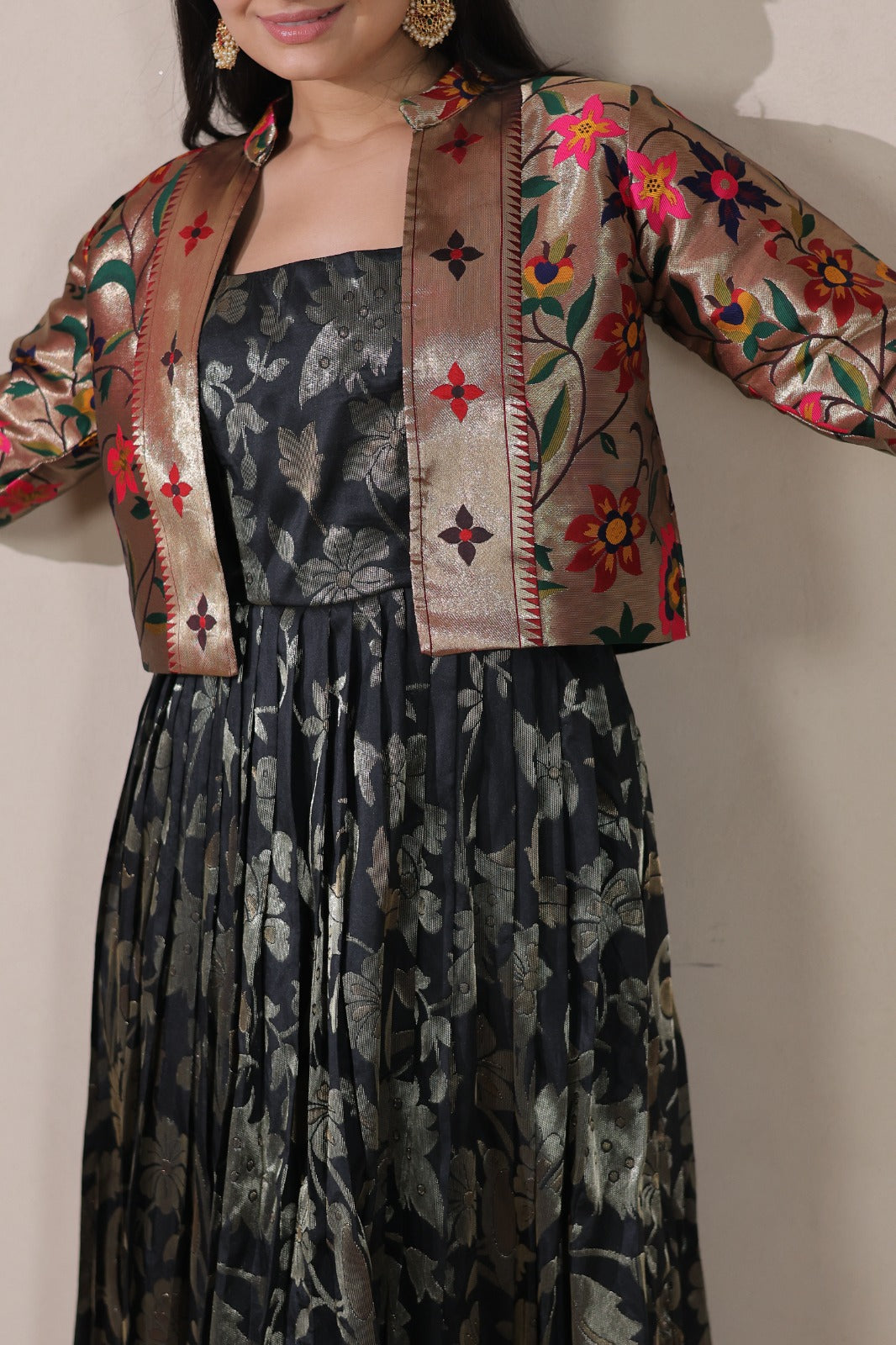 Elegant Floral Embroidered Anarkali Gown