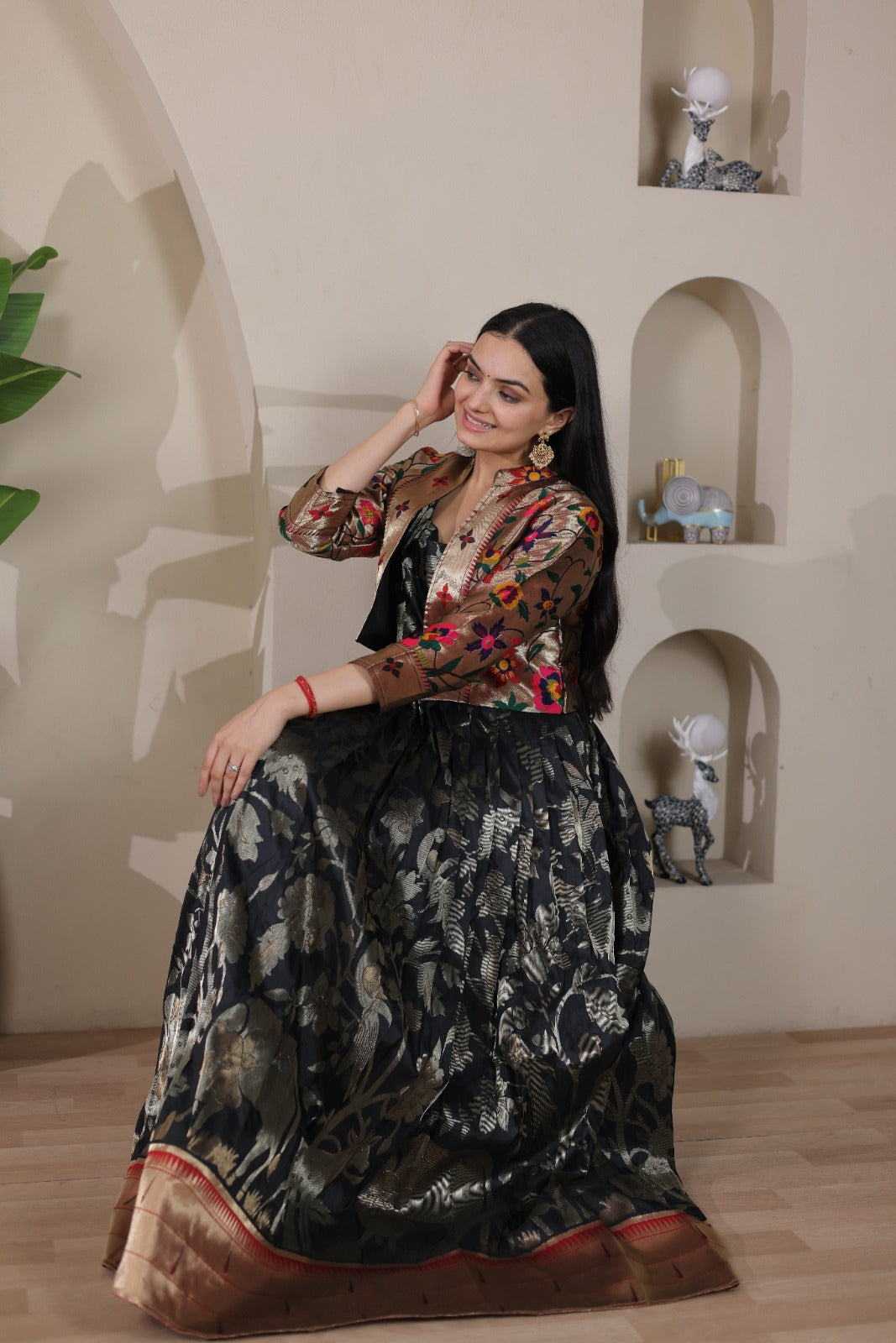 Elegant Floral Embroidered Anarkali Gown