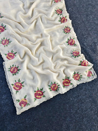 Pure White Organza Saree with Intricate Floral Embroidery, Sequins C-Pallu & Cutwork Border