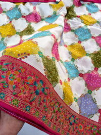 Fresh Arrival ❤️ Pure Moonga Viscose Bandhani Print Saree with Meenakari Border