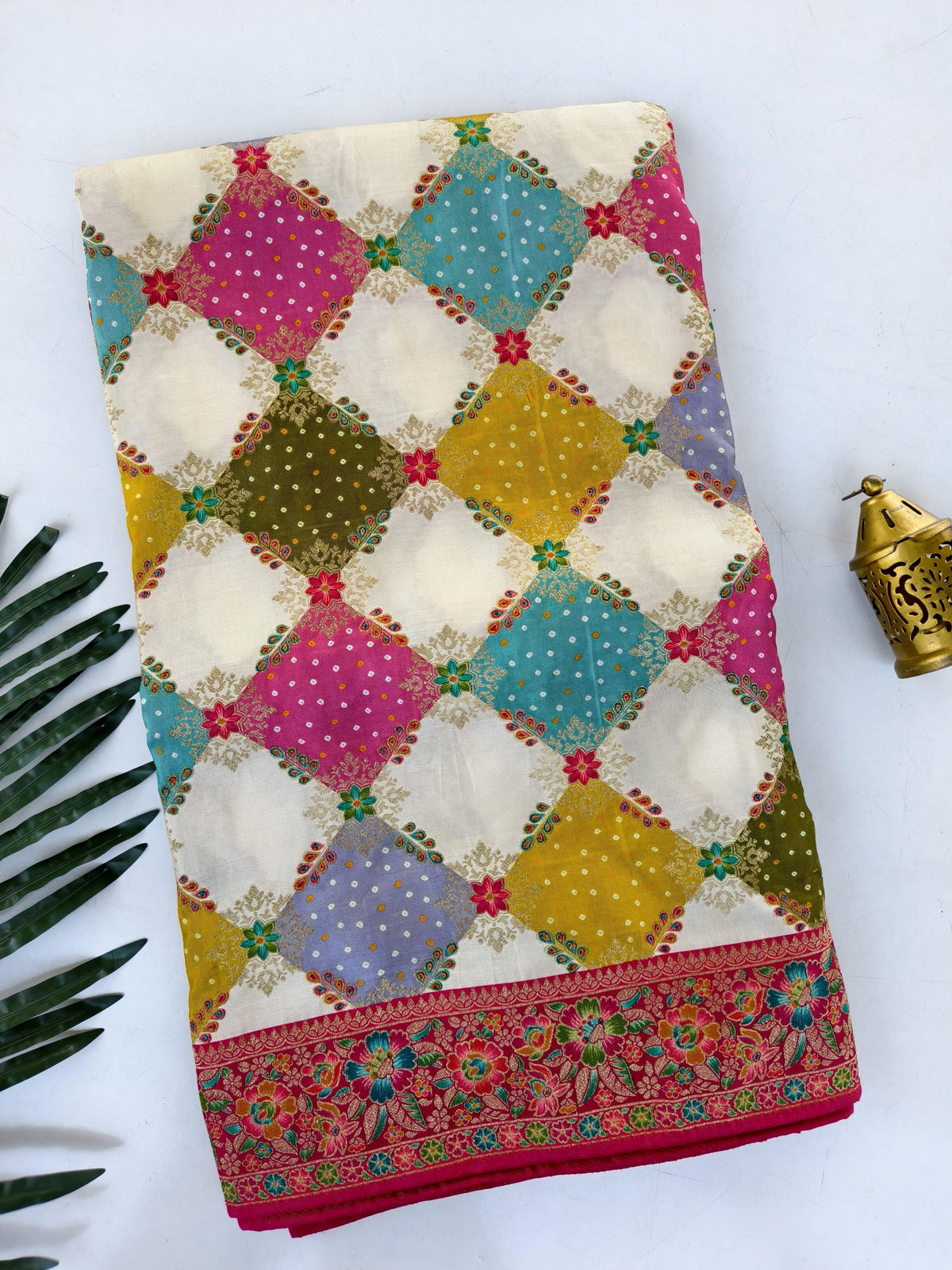 Fresh Arrival ❤️ Pure Moonga Viscose Bandhani Print Saree with Meenakari Border