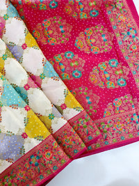 Fresh Arrival ❤️ Pure Moonga Viscose Bandhani Print Saree with Meenakari Border