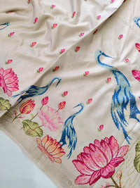 Festive Wear Dola Saree with Pichwai Prints and Elegant Zari Border