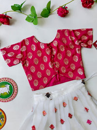 Elegant Off-White Floral Embroidered Skirt & Butti Top Set for Girls (1 Month – 16 Years)  Description: