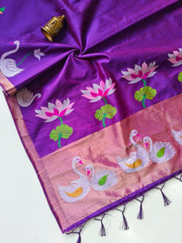 Khadi Row Silk Saree with Meenakari Border & Grand Zari Pallu – Paithani Blouse Set