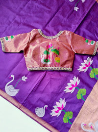 Khadi Row Silk Saree with Meenakari Border & Grand Zari Pallu – Paithani Blouse Set