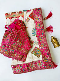 Meherbaan Pure Viscose Position Print Saree with Rich Handcrafted Pallu