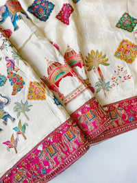 Meherbaan Pure Viscose Position Print Saree with Rich Handcrafted Pallu