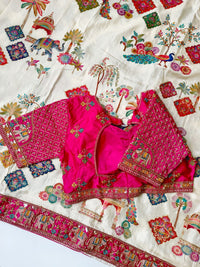 Meherbaan Pure Viscose Position Print Saree with Rich Handcrafted Pallu