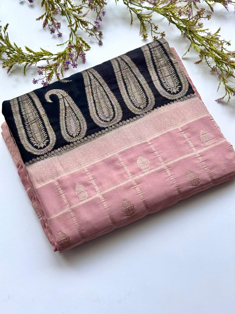 Premium Traditional Weaving Chiffon Silk Saree with 3D Dyeing