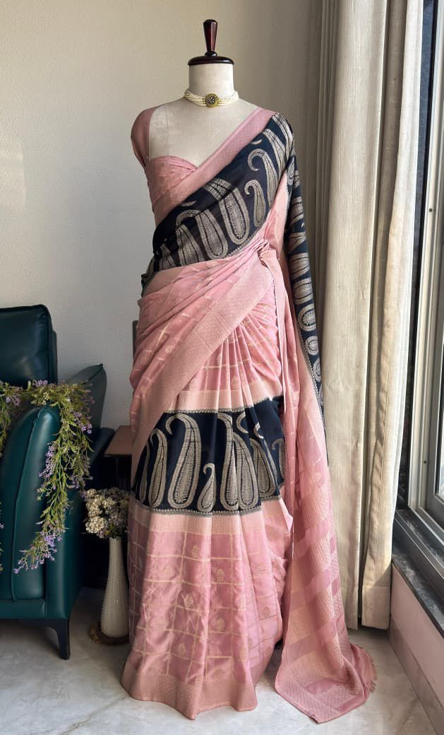 Premium Traditional Weaving Chiffon Silk Saree with 3D Dyeing
