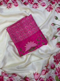 Pure Tebi Silk Saree with Handwork Panel & Hand-Painted Design | Contrast Work Blouse