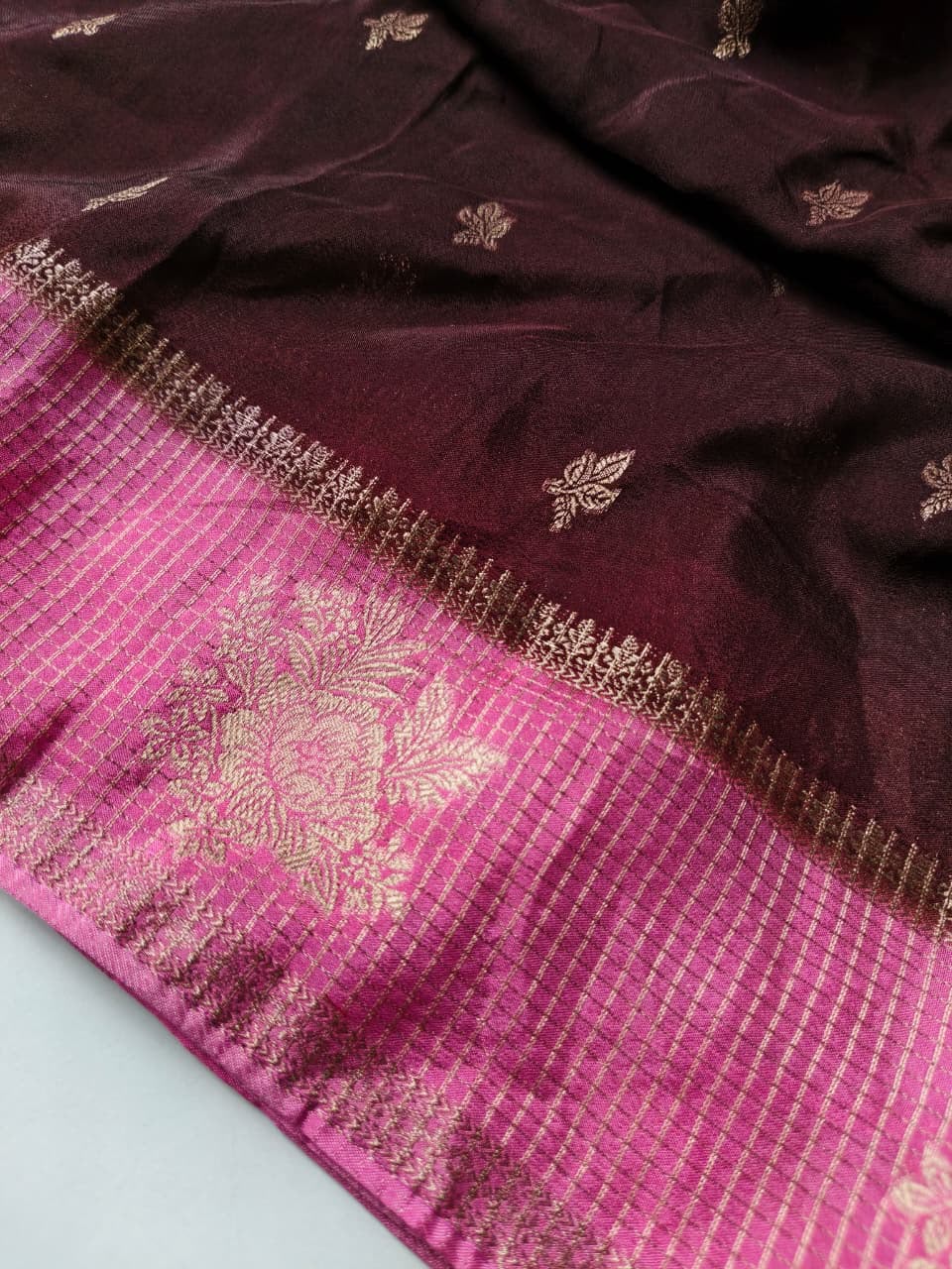 Pure Viscose Georgette Saree with Chaap Dye Print, Motifs & Rich Woven Pallu | Contrast Butti Blouse