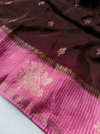 Pure Viscose Georgette Saree with Chaap Dye Print, Motifs & Rich Woven Pallu | Contrast Butti Blouse