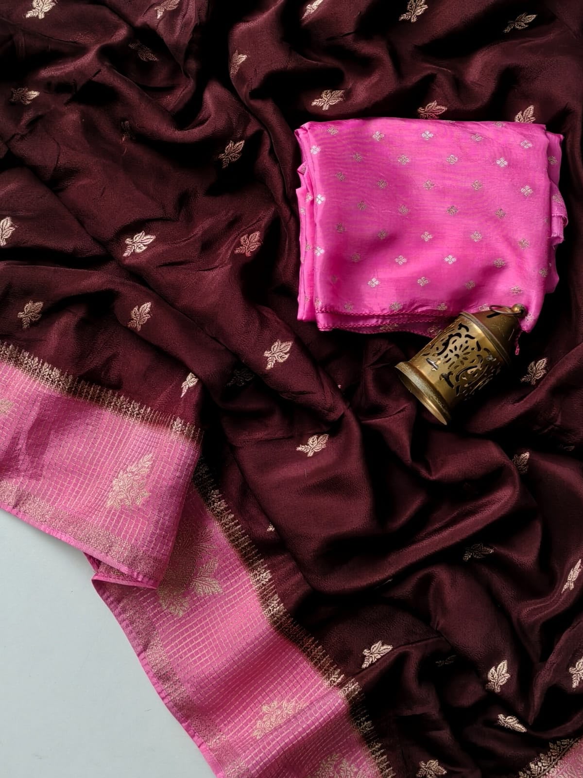 Pure Viscose Georgette Saree with Chaap Dye Print, Motifs & Rich Woven Pallu | Contrast Butti Blouse