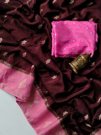 Pure Viscose Georgette Saree with Chaap Dye Print, Motifs & Rich Woven Pallu | Contrast Butti Blouse
