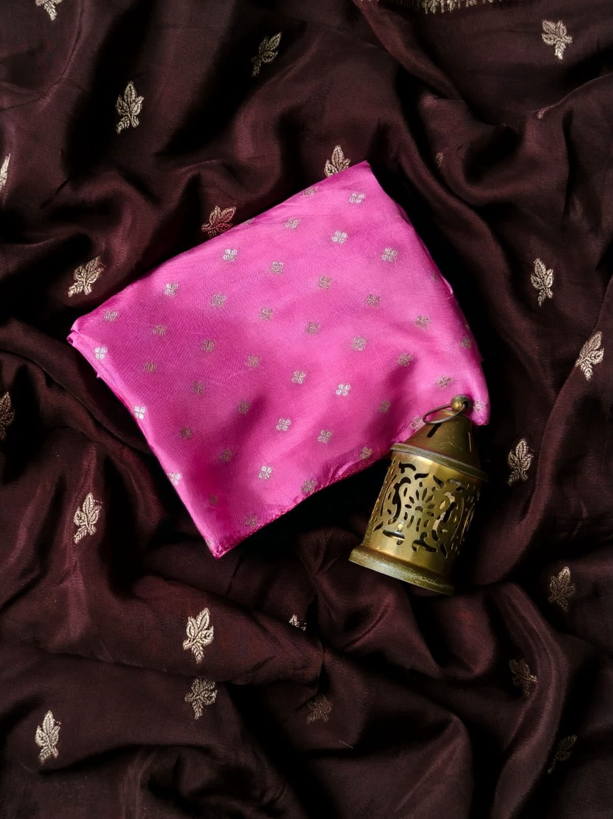 Pure Viscose Georgette Saree with Chaap Dye Print, Motifs & Rich Woven Pallu | Contrast Butti Blouse