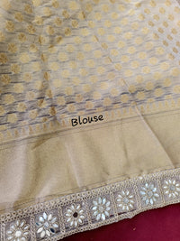 Pure Organza Saree with Zari Weaving, Heavy Mirror Work & Scalloped Border  Product Description: