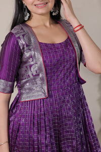 Elegant Purple Soft Silk Anarkali Gown