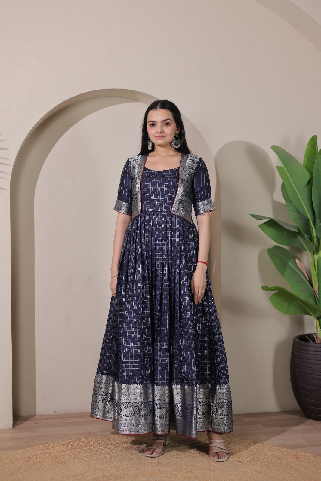 Elegant Purple Soft Silk Anarkali Gown