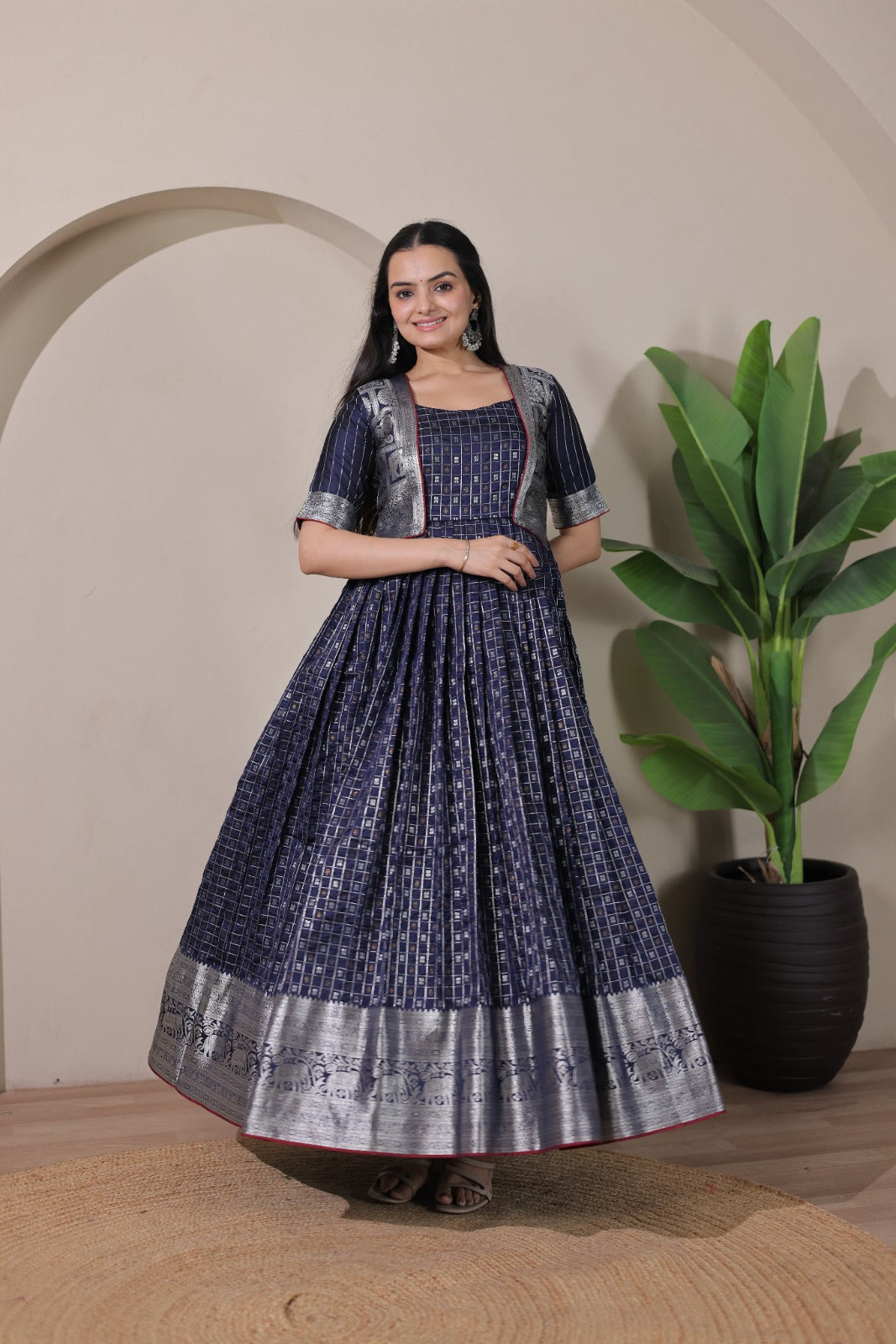 Elegant Purple Soft Silk Anarkali Gown