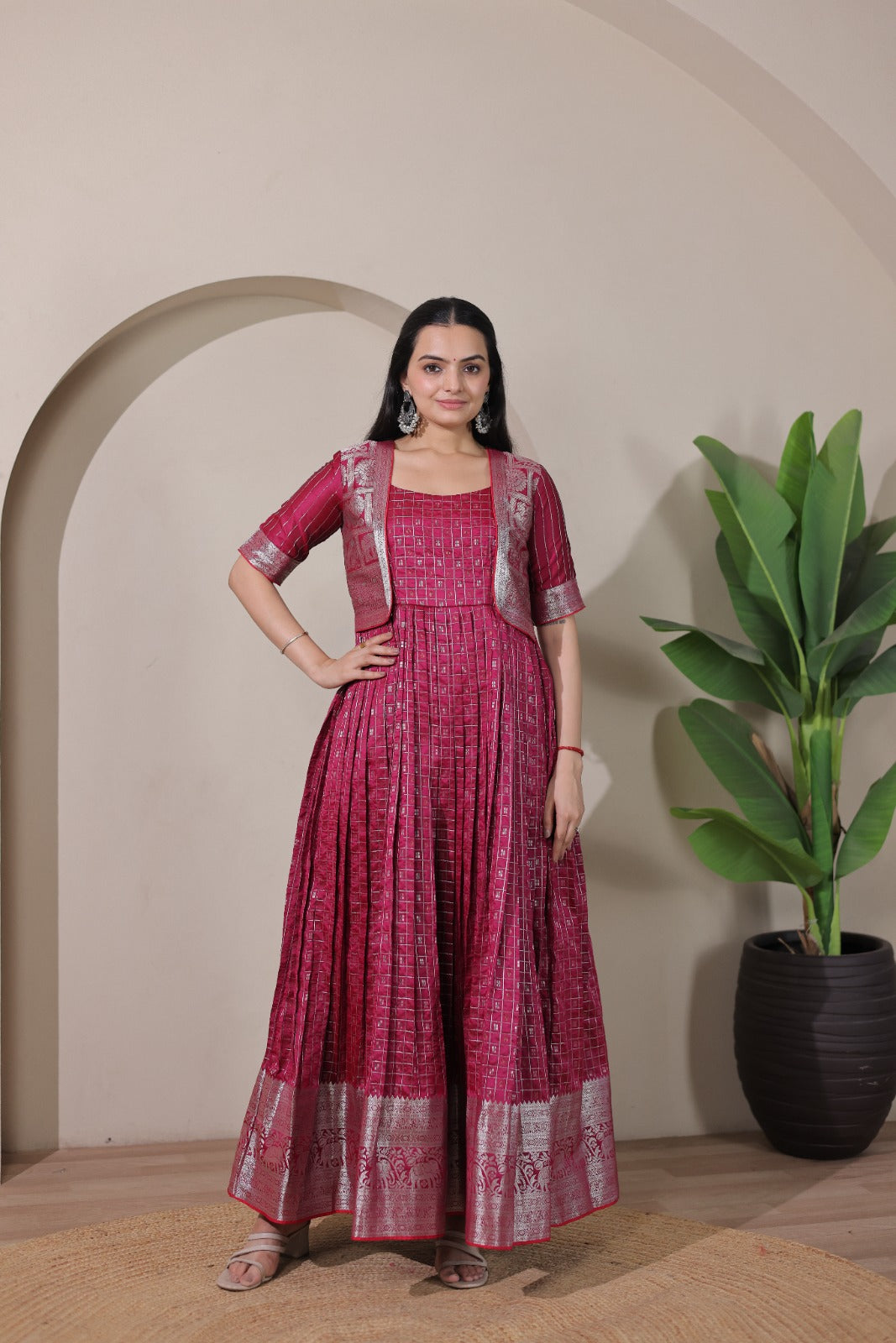 Elegant Purple Soft Silk Anarkali Gown