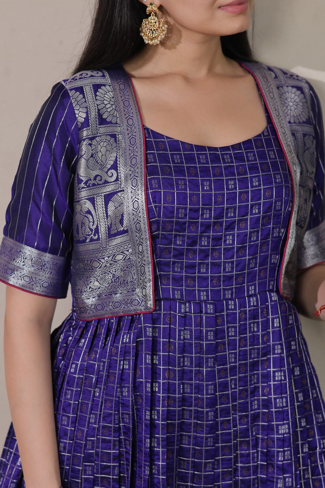 Elegant Purple Soft Silk Anarkali Gown
