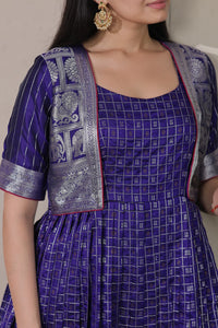 Elegant Purple Soft Silk Anarkali Gown