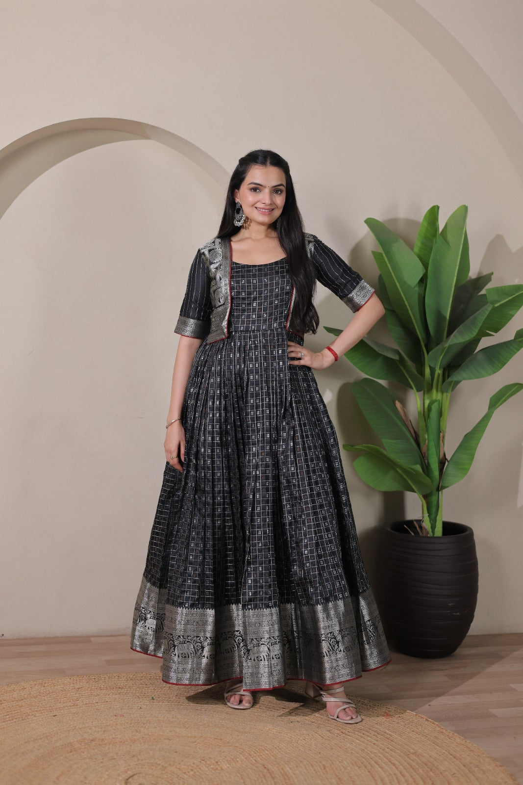 Elegant Purple Soft Silk Anarkali Gown