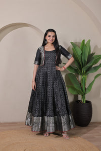 Elegant Purple Soft Silk Anarkali Gown