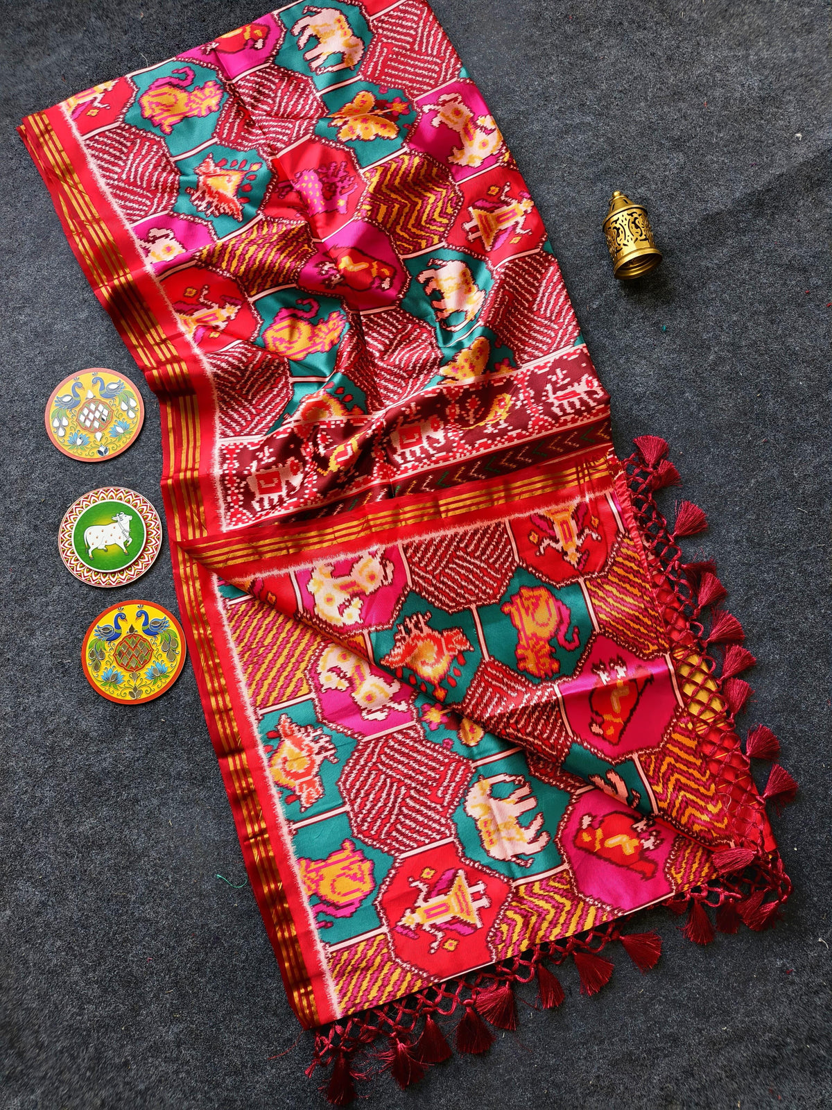 Premium Soft Pure Patola Silk Saree with Zari Border & Lagadi Pallu