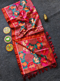 Premium Soft Pure Patola Silk Saree with Zari Border & Lagadi Pallu