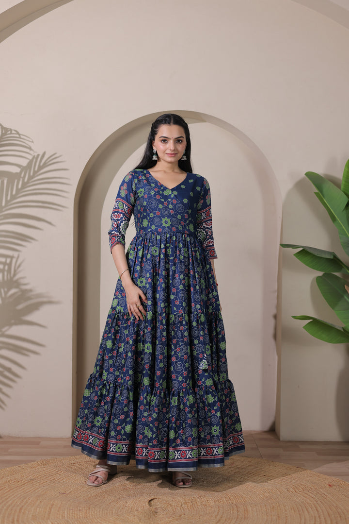 A beautifully crafted angarakha flared gown