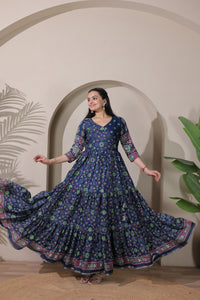 A beautifully crafted angarakha flared gown