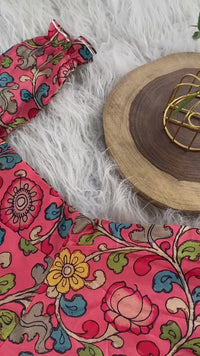 Festive Pen kalamkari Flared Dress with Gota Detailing