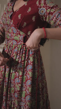 A beautifully crafted angarakha flared gown