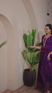 Elegant Blue Craft Silk Anarkali Gown